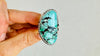 Natural Turquoise Cocktail Ring. Oversized Sterling Silver Designer Ring. Botanicals. Size 6. 2388