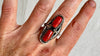 Antique Coral and Sterling Ring. India. Gorgeous! size 7.5. 1062