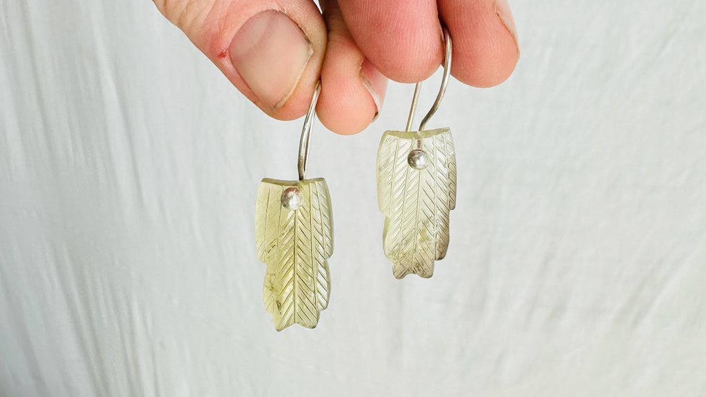 Citrine Feather Earrings. Sterling Silver. Atelier Aadya. 2357