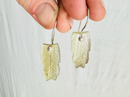 Citrine Feather Earrings. Sterling Silver. Atelier Aadya. 2357