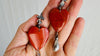 Red Jasper Heart Earrings. Monte Alban Bells Sterling Silver. 2584
