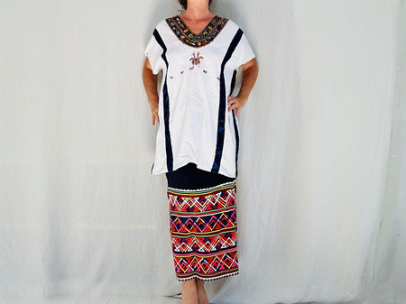 Huazolotitlan Huipil & Skirt. Oaxaca, Mexico. Handwoven and Embroidered. Huipil.
