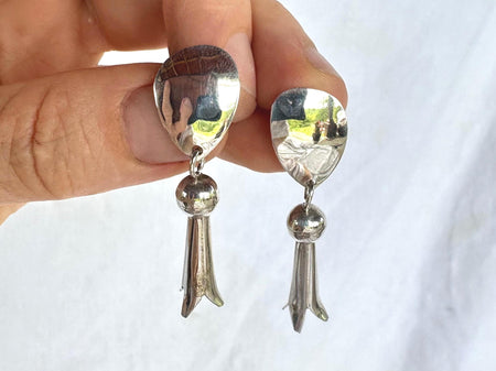 Squash Blossom Earrings. Handcrafted Sterling Silver Jewelry. Southwestern Style, 2580