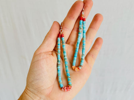 Natural Turquoise Earrings. Santo Domingo. Kewa Pueblo. Native American. 4347