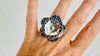 Taxco Silver Flower Ring. Adjustable Sterling Silver Handmade Designer Jewelry. 4222