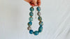 Blue Onyx Beaded Necklace. Sterling Silver. 2518