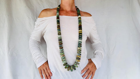 Mayan Guatemalita Jade Heishi Necklace. Guatemalan.