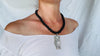 Monte Alban Pendant on Black Jade Necklace. Sterling Silver. Oaxaca, Mexico. Zapoteco. 2848