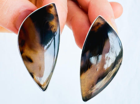Natural Montana Agate Earrings. Designer Sterling Silver Posts. Handmade Earrings. 145
