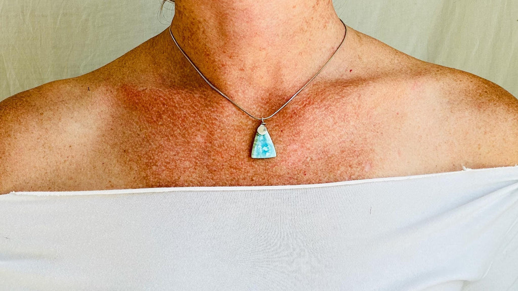 Larimar Pendant Necklace. Sterling Silver. 2727