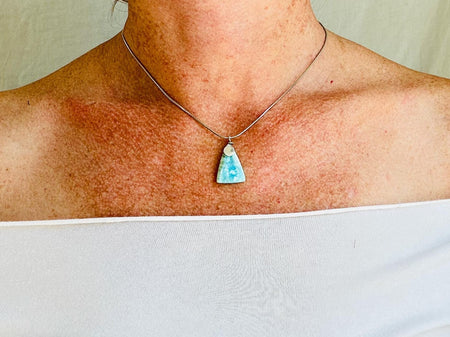 Larimar Pendant Necklace. Sterling Silver. 2727