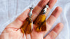 Mexican Amber & Hands Earrings. Cast Sterling Silver Jewelry from Oaxaca. 2885