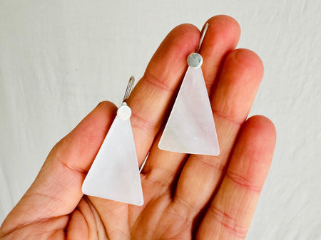 Mother of Pearl Earrings. Handmade Sterling Silver Jewelry. 2701