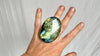 Oversized Labradorite Ring. Gorgeous Green. Adjustable. 1122