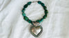 Turquoise Beaded Necklace, Milagro Sacred Heart Pendant. Sterling Silver.