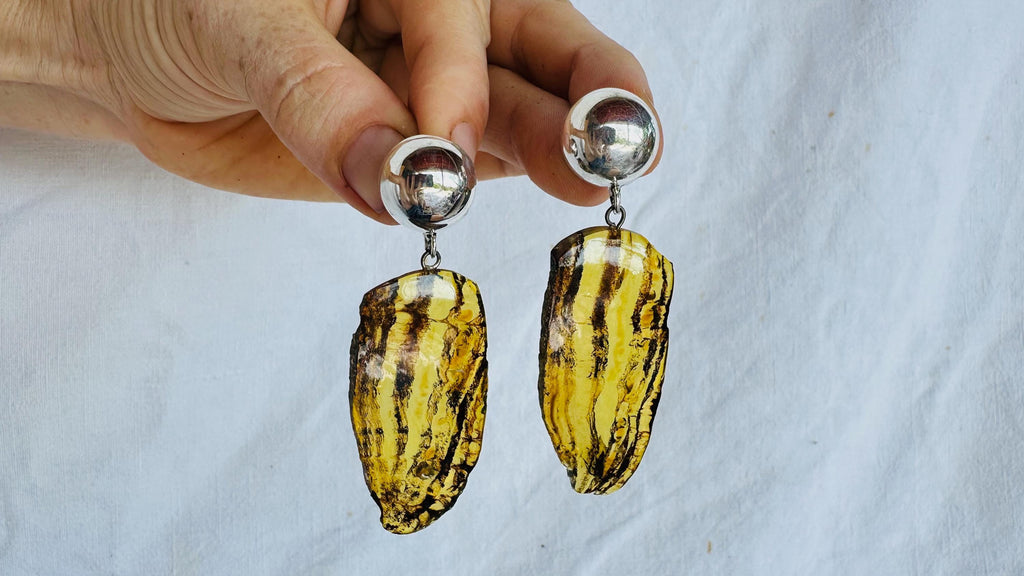Amber & Silver Earrings. Handmade Sterling Silver Jewelry. 2887