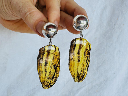 Amber & Silver Earrings. Handmade Sterling Silver Jewelry. 2887