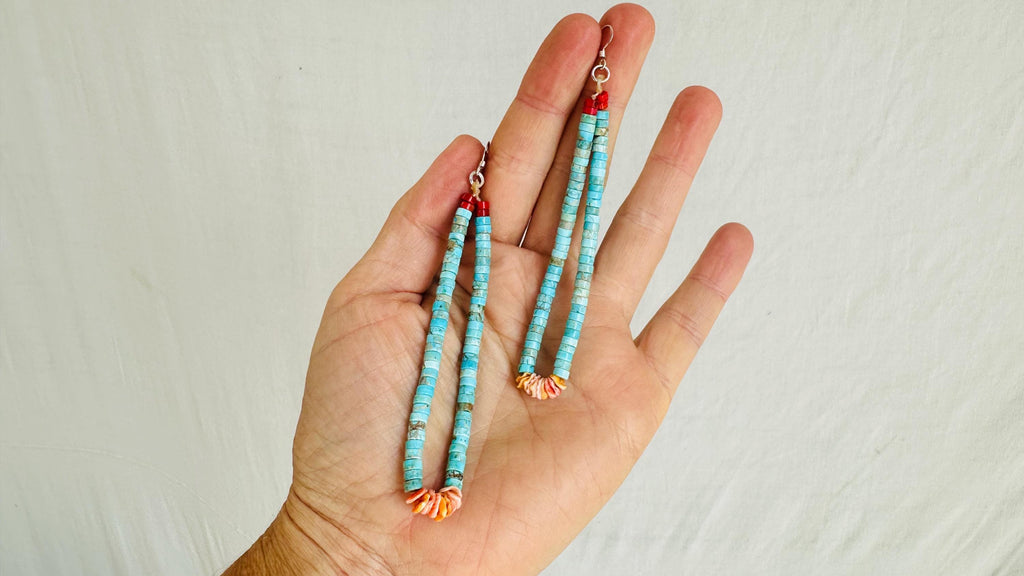 Natural Turquoise Earrings. Santo Domingo. Kewa Pueblo. Native American. 4024
