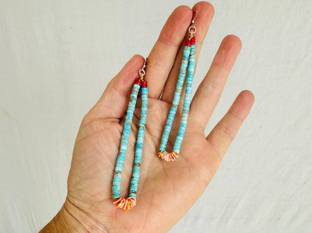 Natural Turquoise Earrings. Santo Domingo. Kewa Pueblo. Native American. 4024