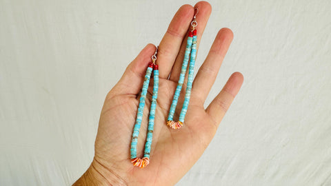 Natural Turquoise Earrings. Santo Domingo. Kewa Pueblo. Native American. 4024