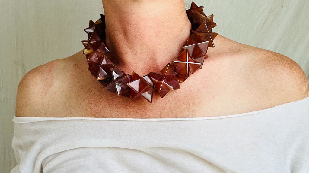 Carnelian Stars Necklace. Sterling Silver. 2517