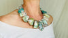 Green Flower Agate Necklace. Handmade Sterling Silver Designer Jewelry. Statement Necklace. Maximalist Jewelry.