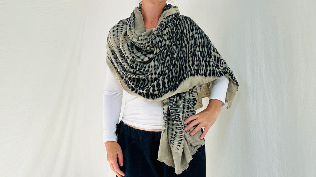 Cashmere & Wool Tie Dye Shawl, Wrap, Scarf. SCRATCH N DENT 4368