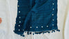 Indigo Silk & Wool Scarf and Shawl. Mirrorwork. Handwoven, Hand Dyed.