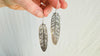 Carved MOP Feather Earrings. Black Mother-of-Pearl and Sterling Silver Jewelry. Atelier Aadya. 4170