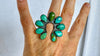 Natural Turquoise Cocktail Ring. Oversized Sterling Silver Designer Ring. Botanicals. Size 7 . 4283