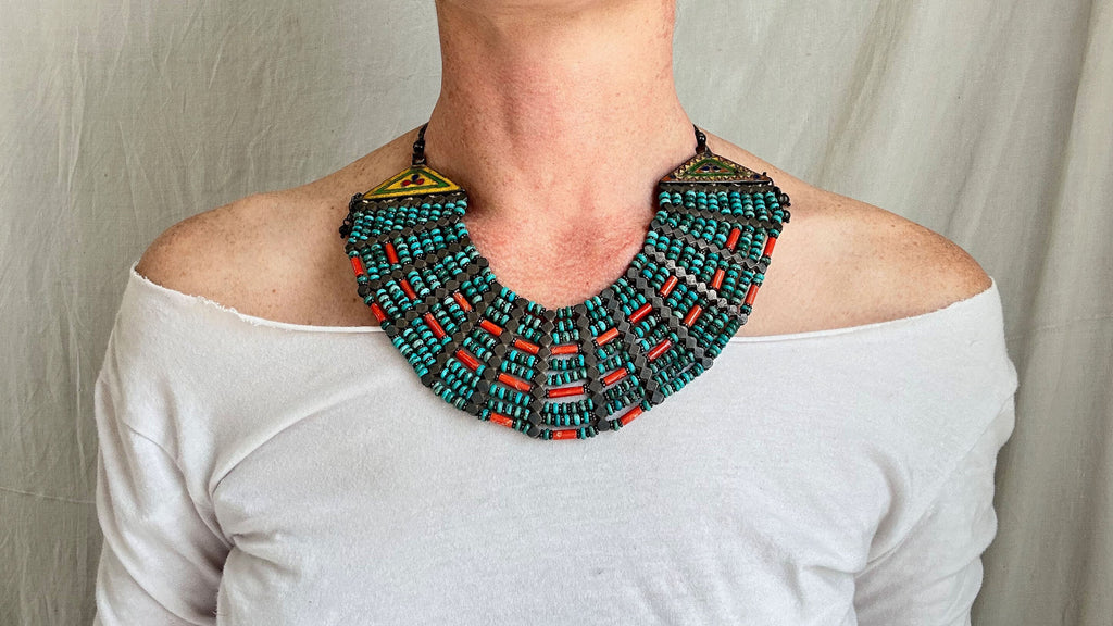 Antique Turquoise Necklace. Multi Strand. 1023