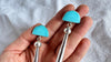 Natural Turquoise Earrings with Squash Blossoms. Sterling Silver. 2147