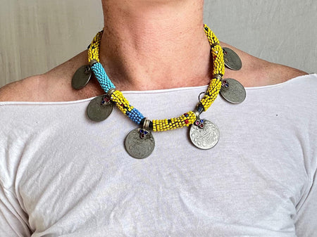 Balochi Coin Tribal Necklace. Kuchi.