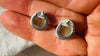 Faceted Prehnite Post Earrings. Sterling Silver. AP-584