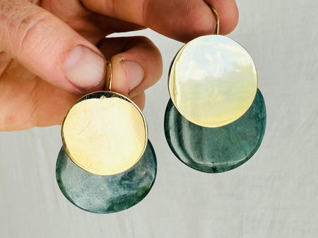 Guatemalan Jade Earrings. 24 kt Gold Plated Sterling Silver. 2511