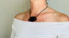 Obsidian Adze Pendant Necklace. Leather & Sterling Silver. 2552
