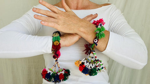 Pair Vintage Banjara Bracelets. Beaded Tassel Accessories and Decor! 4297