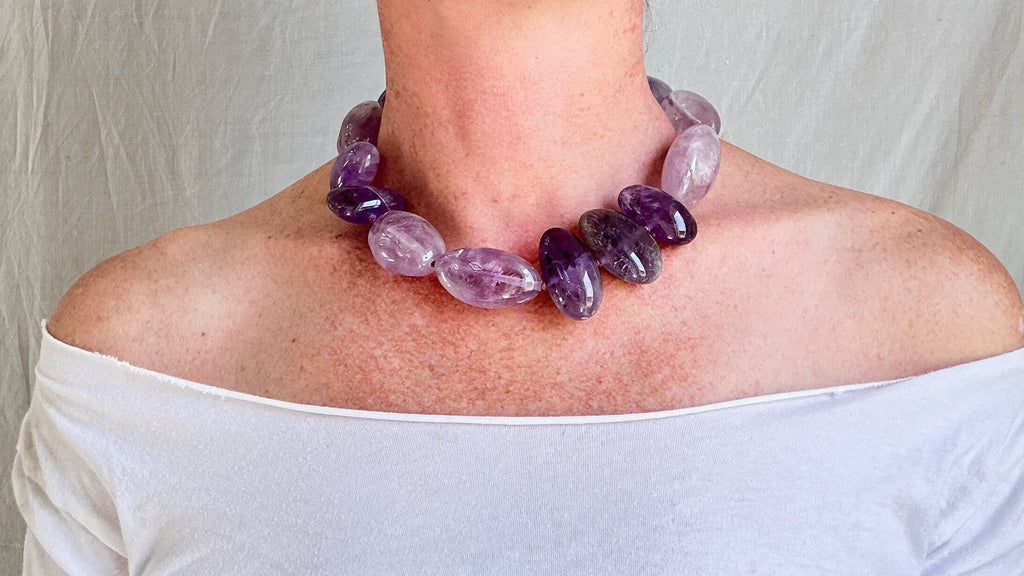 Amethyst & Silver Necklace. Sterling Silver. 1161