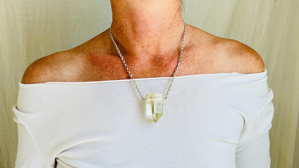 Citrine & Silver Pendant Necklace. Handmade Sterling Silver Chain. 4256