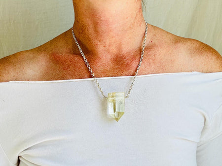 Citrine & Silver Pendant Necklace. Handmade Sterling Silver Chain. 4256