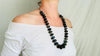 Long Fluorite and Silver Necklace. Handmade Beaded Jewelry. Beautiful Blue Stone. Statement Necklace.