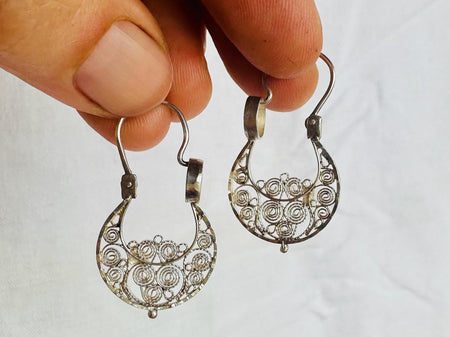 Filigree Hoop Earrings. Oaxaca. Sterling Silver. Mexico. Frida Kahlo. 2828