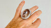 Natural Quartz Ring. Oversized. Botanicals. Size 5.25. 4140