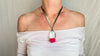 Huge Quartz & Turquoise Pom-Pom Pendant Necklace. Silk Ribbon. 2283