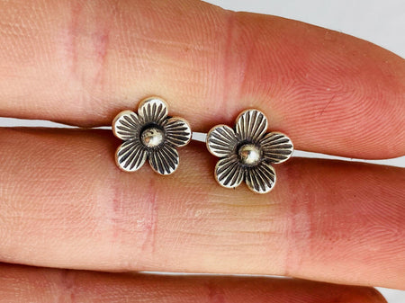 Silver Flower Post Earrings