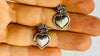 Taxco Silver Sacred Heart Earrings. Sterling Silver. Mexico. Frida Kahlo. HE1