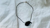 Obsidian Adze Pendant Necklace. Leather & Sterling Silver. 4354