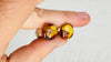 Large Amber Barbell Earrings. Double Sided. 4280