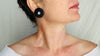 Obsidian Disk Earrings. Sterling Silver Posts. Handmade in Guatemala. Mayan Jewelry. 4051