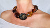 Dramatic Amber Necklace. Antique Sterling Silver Beads. Maximalist Designer Jewelry.
